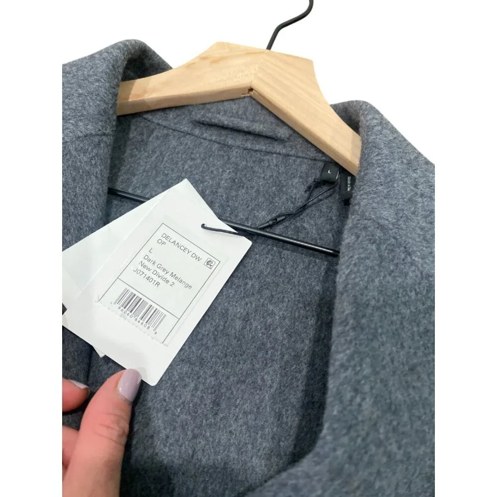 NWT THEORY Wool Cashmere Long Coat Delancey Double Faced Tailored Grey Winter - Picture 8 of 16